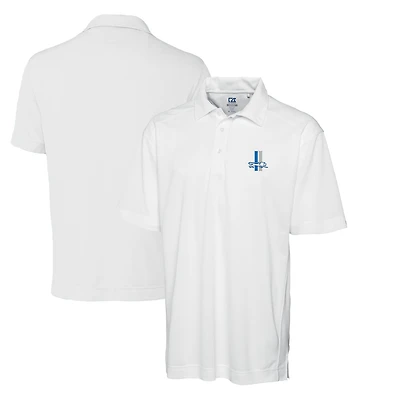 Men's Cutter & Buck White Detroit Lions Throwback Logo Big & Tall DryTec Genre Textured Solid Polo