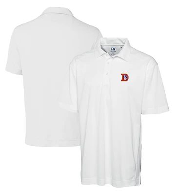 Men's Cutter & Buck White Denver Broncos Throwback Logo Big & Tall DryTec Genre Textured Solid Polo
