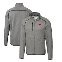Men's Cutter & Buck Heather Gray Buffalo Bills Throwback Logo Mainsail Sweater-Knit Big & Tall Full-Zip Pullover Jacket