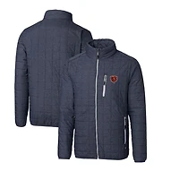 Men's Cutter & Buck Heather Navy Chicago Bears Throwback Logo Big & Tall Rainier Eco Insulated Full-Zip Puffer Jacket