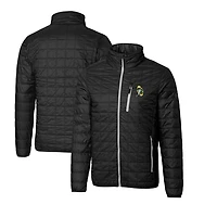 Men's Cutter & Buck Black Green Bay Packers Throwback Logo Big & Tall Rainier Eco Insulated Full-Zip Puffer Jacket