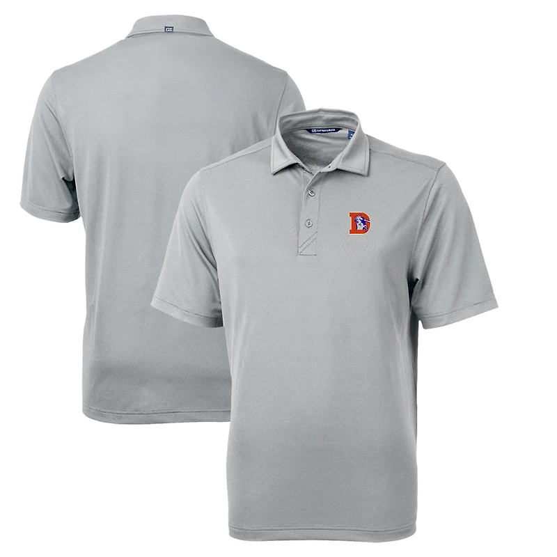 Men's Cutter & Buck Gray Denver Broncos Throwback Logo Virtue Eco Pique Recycled Big & Tall Polo