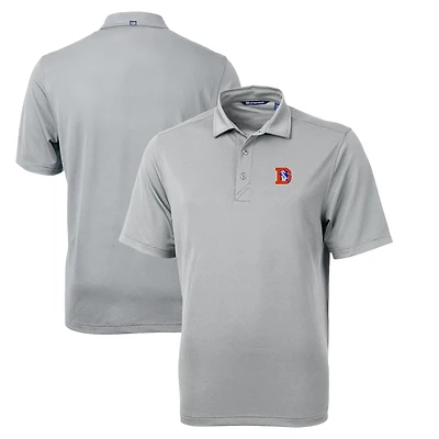 Men's Cutter & Buck Gray Denver Broncos Throwback Logo Virtue Eco Pique Recycled Big & Tall Polo