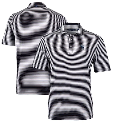 Men's Cutter & Buck Black Indianapolis Colts Throwback Logo Virtue Eco Pique Stripe Recycled Big & Tall Polo