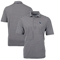 Men's Cutter & Buck Black Indianapolis Colts Throwback Logo Virtue Eco Pique Stripe Recycled Big & Tall Polo