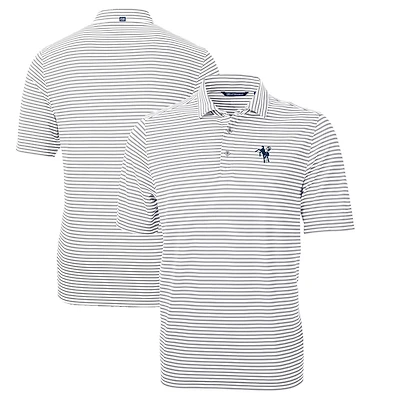 Men's Cutter & Buck Gray Indianapolis Colts Throwback Logo Virtue Eco Pique Stripe Recycled Big & Tall Polo