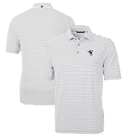 Men's Cutter & Buck Gray Indianapolis Colts Throwback Logo Virtue Eco Pique Stripe Recycled Big & Tall Polo