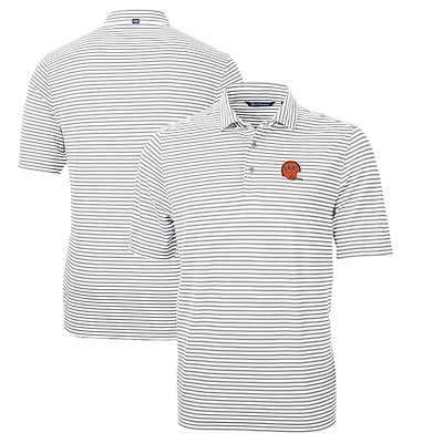 Men's Cutter & Buck Gray Cincinnati Bengals Throwback Logo Virtue Eco Pique Stripe Recycled Big & Tall Polo