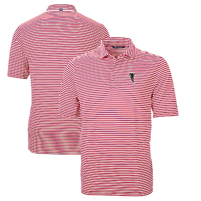 Men's Cutter & Buck Red Atlanta Falcons Throwback Logo Virtue Eco Pique Stripe Recycled Big & Tall Polo