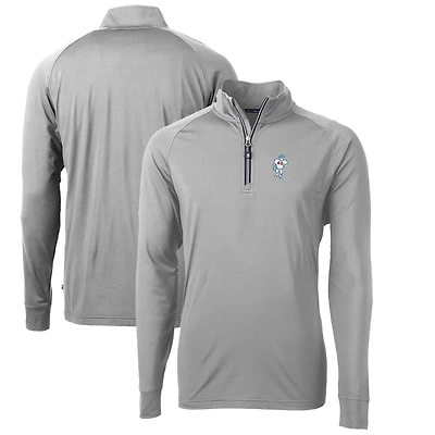 Men's Cutter & Buck Gray Houston Oilers Adapt Eco Knit Stretch Recycled Big & Tall Quarter-Zip Throwback Pullover Top