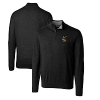 Men's Cutter & Buck Black Pittsburgh Steelers Throwback Logo Lakemont Tri-Blend Big & Tall Quarter-Zip Pullover Sweater
