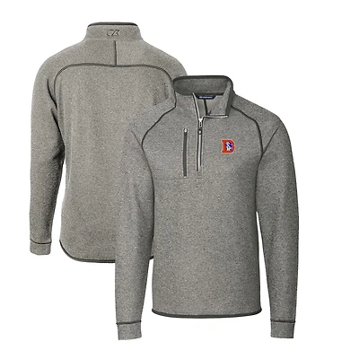 Men's Cutter & Buck Heather Gray Denver Broncos Mainsail Sweater-Knit Big & Tall Half-Zip Pullover Jacket