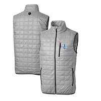 Men's Cutter & Buck Gray Detroit Lions Throwback Logo Big & Tall Rainier PrimaLoft Eco Insulated Full-Zip Puffer Vest