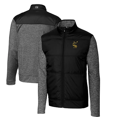 Men's Cutter & Buck Black Pittsburgh Steelers Throwback Logo Big & Tall Stealth Hybrid Quilted Full-Zip Windbreaker Jacket