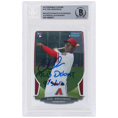 Didi Gregorius Arizona Diamondbacks Autographed 2013 Bowman Chrome #147 Beckett Fanatics Witnessed Authenticated Rookie Card with "MLB Debut 9/5/12" Inscription