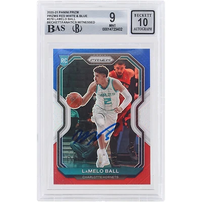 LaMelo Ball Charlotte Hornets Autographed 2020-21 Panini Prizm #278 Beckett Fanatics Witnessed Authenticated 9/10 Rookie Card