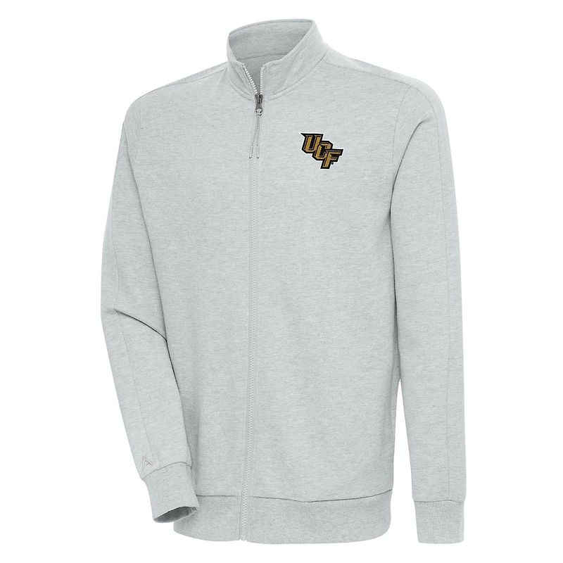 Men's Antigua Heather Gray UCF Knights Action Full-Zip Jacket