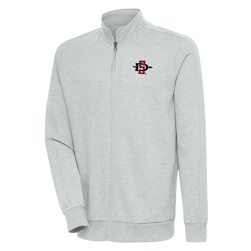 Men's Antigua Heather Gray San Diego State Aztecs Action Full-Zip Jacket