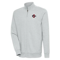 Men's Antigua Heather Gray San Diego State Aztecs Action Full-Zip Jacket