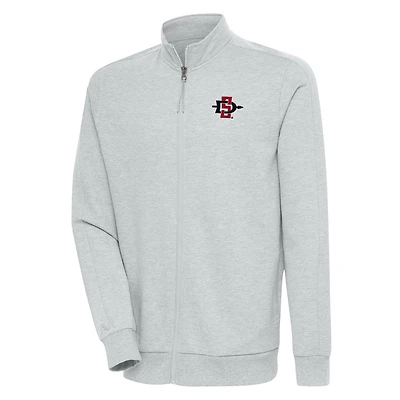 Men's Antigua Heather Gray San Diego State Aztecs Action Full-Zip Jacket