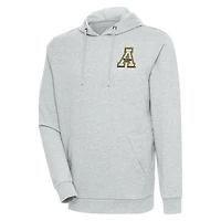Men's Antigua Heather Gray Appalachian State Mountaineers Action Pullover Hoodie