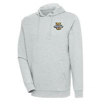 Men's Antigua Heather Gray Marquette Golden Eagles Action Pullover Hoodie