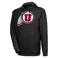 Men's Antigua Heather Black Utah Utes Logo Action Pullover Hoodie