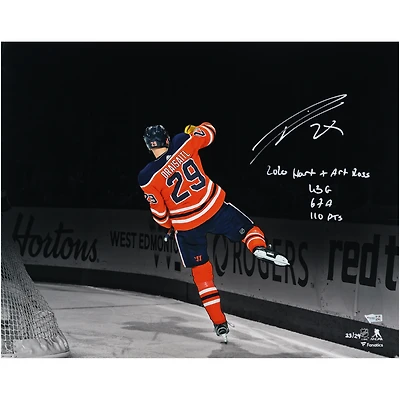 Leon Draisaitl Edmonton Oilers Autographed 16" x 20" Celebrating Spotlight Photograph with Multiple Inscriptions - Limited Edition of 29