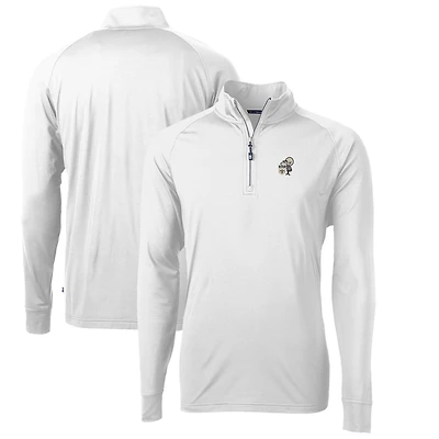 Men's Cutter & Buck White New Orleans Saints Adapt Eco Knit Stretch Recycled Quarter-Zip Throwback Pullover Top