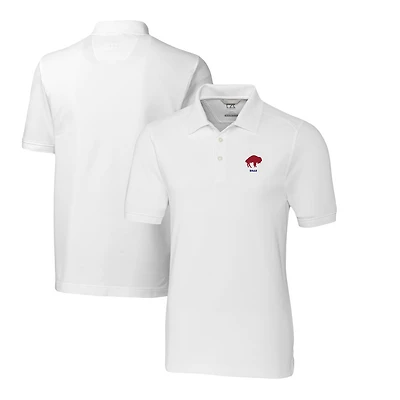 Men's Cutter & Buck White Buffalo Bills Advantage Tri-Blend Pique Throwback Polo