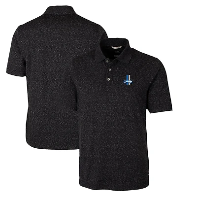 Men's Cutter & Buck Black Detroit Lions Advantage Tri-Blend Space Dye Throwback Polo