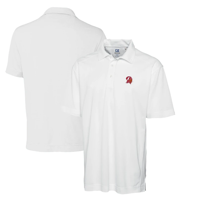 Men's Cutter & Buck White Tampa Bay Buccaneers Throwback Logo DryTec Genre Textured Solid Polo