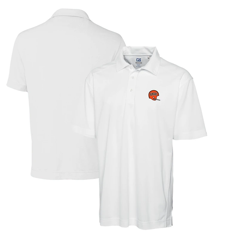 Men's Cutter & Buck White Cincinnati Bengals Throwback Logo DryTec Genre Textured Solid Polo
