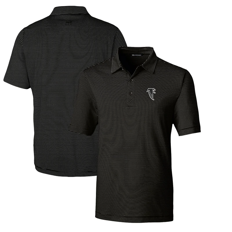 Men's Cutter & Buck Black Atlanta Falcons Throwback Logo Forge Pencil Stripe Stretch Polo