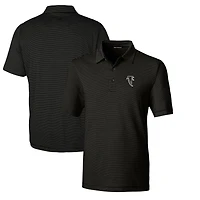 Men's Cutter & Buck Black Atlanta Falcons Throwback Logo Forge Pencil Stripe Stretch Polo