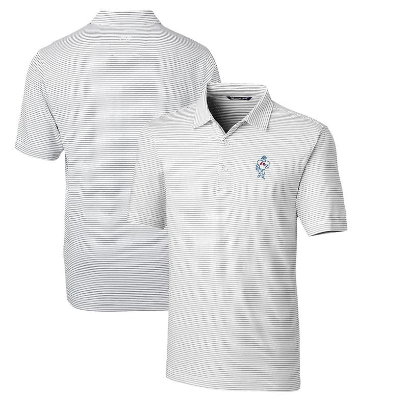 Men's Cutter & Buck White Houston Oilers Throwback Logo Forge Pencil Stripe Stretch Polo