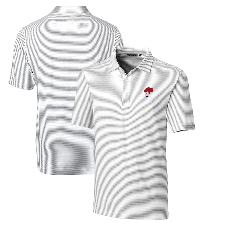 Men's Cutter & Buck White Buffalo Bills Throwback Logo Forge Pencil Stripe Stretch Polo