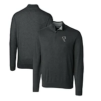 Men's Cutter & Buck Heather Charcoal Atlanta Falcons Throwback Logo Lakemont Tri-Blend Quarter-Zip Pullover Sweater