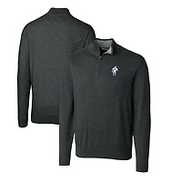 Men's Cutter & Buck Heather Charcoal Houston Oilers Throwback Logo Lakemont Tri-Blend Quarter-Zip Pullover Sweater
