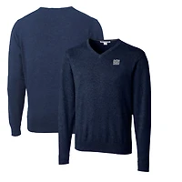 Men's Cutter & Buck Navy New York Giants Throwback Logo Lakemont Tri-Blend V-Neck Pullover Sweater