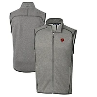 Men's Cutter & Buck Heather Gray Chicago Bears Throwback Logo Mainsail Sweater-Knit Full-Zip Vest