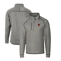 Men's Cutter & Buck Heather Gray Chicago Bears Throwback Logo Mainsail Sweater-Knit Half-Zip Pullover Jacket