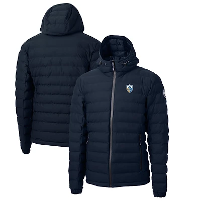 Men's Cutter & Buck Navy Los Angeles Chargers Throwback Logo Mission Ridge Repreve Eco Insulated Puffer Full-Zip Jacket