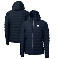 Men's Cutter & Buck Navy Los Angeles Chargers Throwback Logo Mission Ridge Repreve Eco Insulated Puffer Full-Zip Jacket