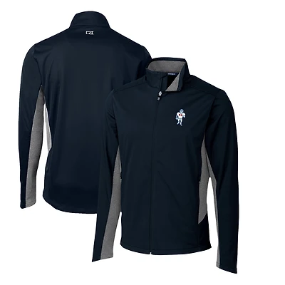 Men's Cutter & Buck Navy Houston Oilers Throwback Logo Navigate Softshell Full-Zip Jacket