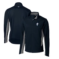 Men's Cutter & Buck Navy Houston Oilers Throwback Logo Navigate Softshell Full-Zip Jacket