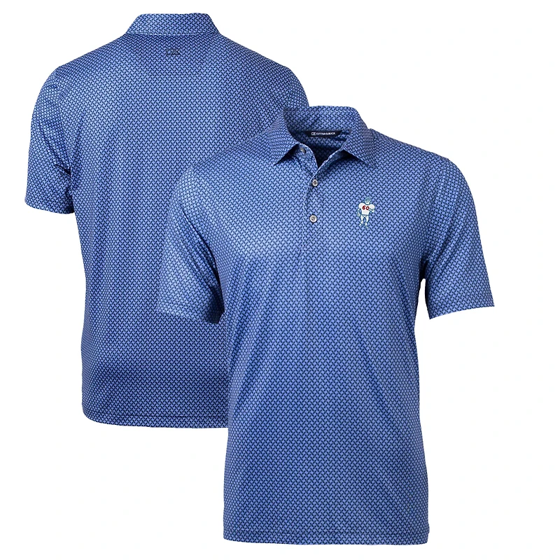 Men's Cutter & Buck Navy Houston Texans Throwback Logo Pike Banner Stretch Polo