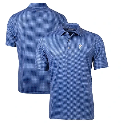 Men's Cutter & Buck Navy Houston Texans Throwback Logo Pike Banner Stretch Polo