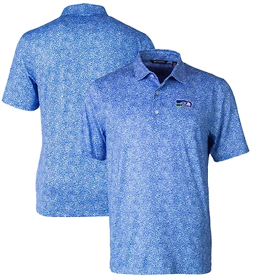 Men's Cutter & Buck Blue Seattle Seahawks Throwback Logo Pike Constellation Stretch Polo