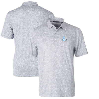 Men's Cutter & Buck Gray Detroit Lions Throwback Logo Pike Constellation Stretch Polo